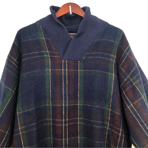 Retro Series by DSI Blue Green Plaid 100% Wool Retro Pullover - Picture 2 of 13